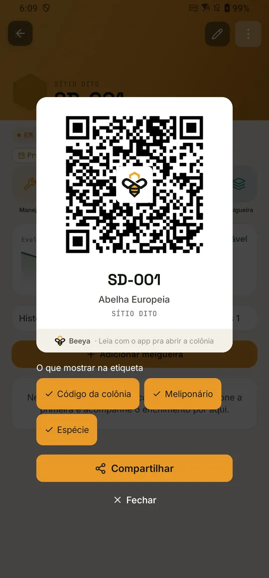 Card com QR code da colônia SD-001